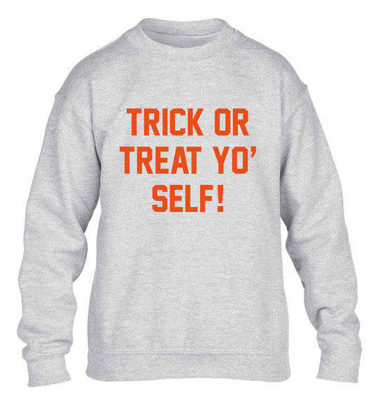 Trick or Treat Yo' Self children's grey sweater 12-13 Years
