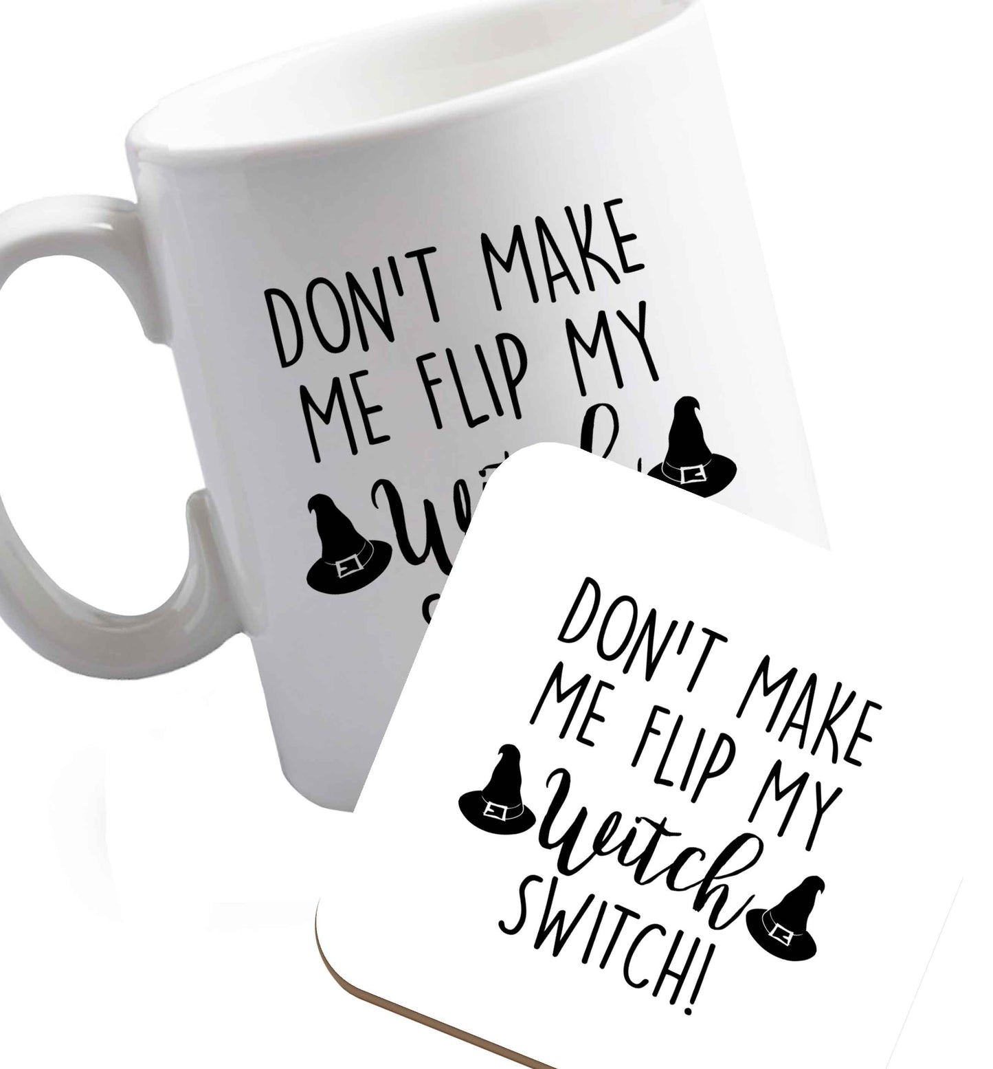 10 oz Favourite Type Pan Pancake ceramic mug and coaster set right handed