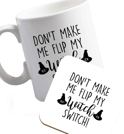 10 oz Favourite Type Pan Pancake ceramic mug and coaster set right handed