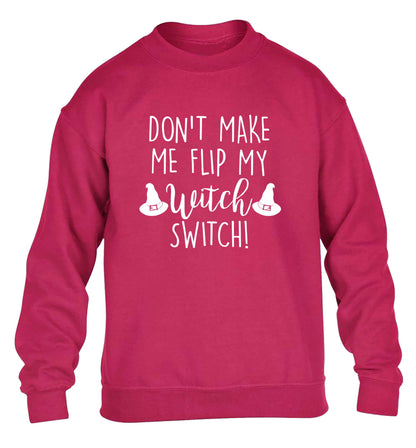 Don't make me flip my witch switch children's pink sweater 12-13 Years