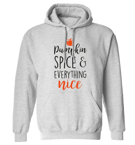 Pumpkin spice and everything nice adults unisex grey hoodie 2XL