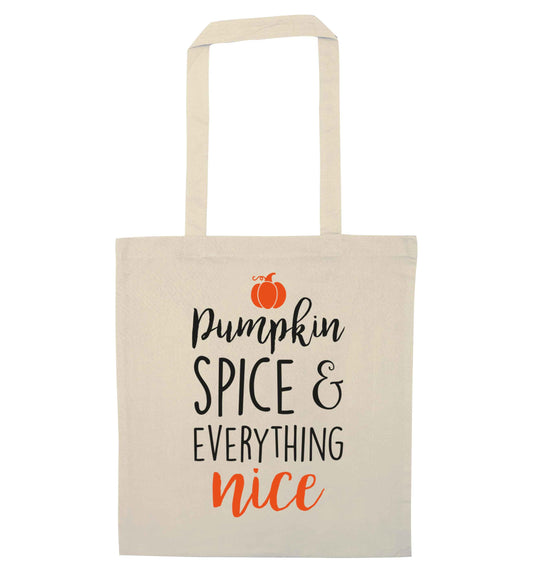 Pumpkin Spice Nice natural tote bag