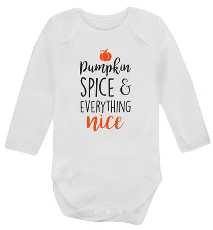Pumpkin spice and everything nice Baby Vest long sleeved white 6-12 months