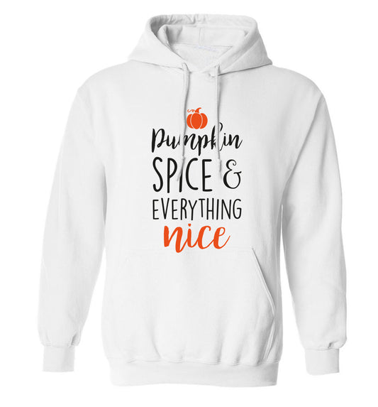 Pumpkin spice and everything nice adults unisex white hoodie 2XL