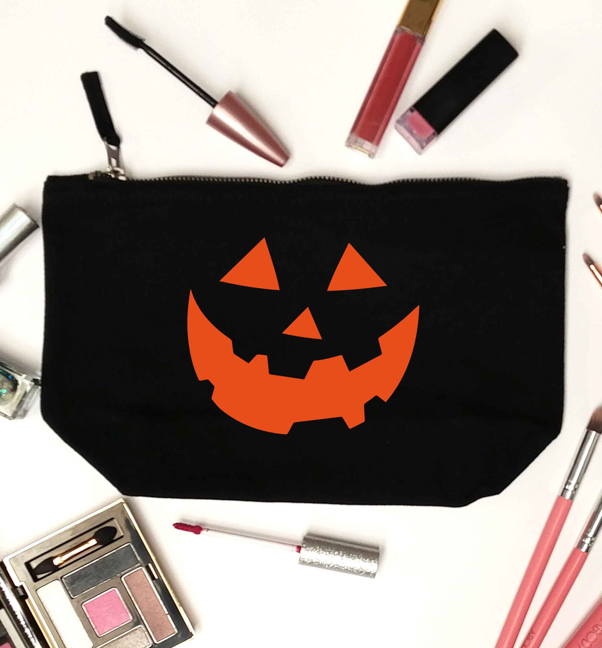 Pumpkin Spice Nice black makeup bag