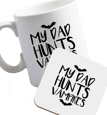 10 oz Favourite Type Pan Pancake ceramic mug and coaster set right handed