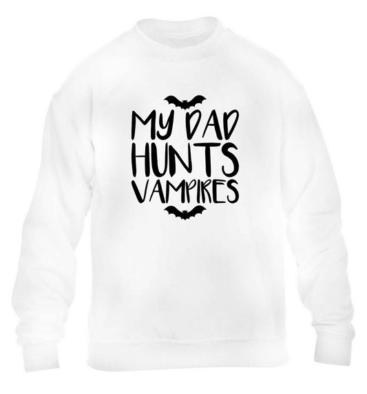 My dad hunts vampires children's white sweater 12-13 Years