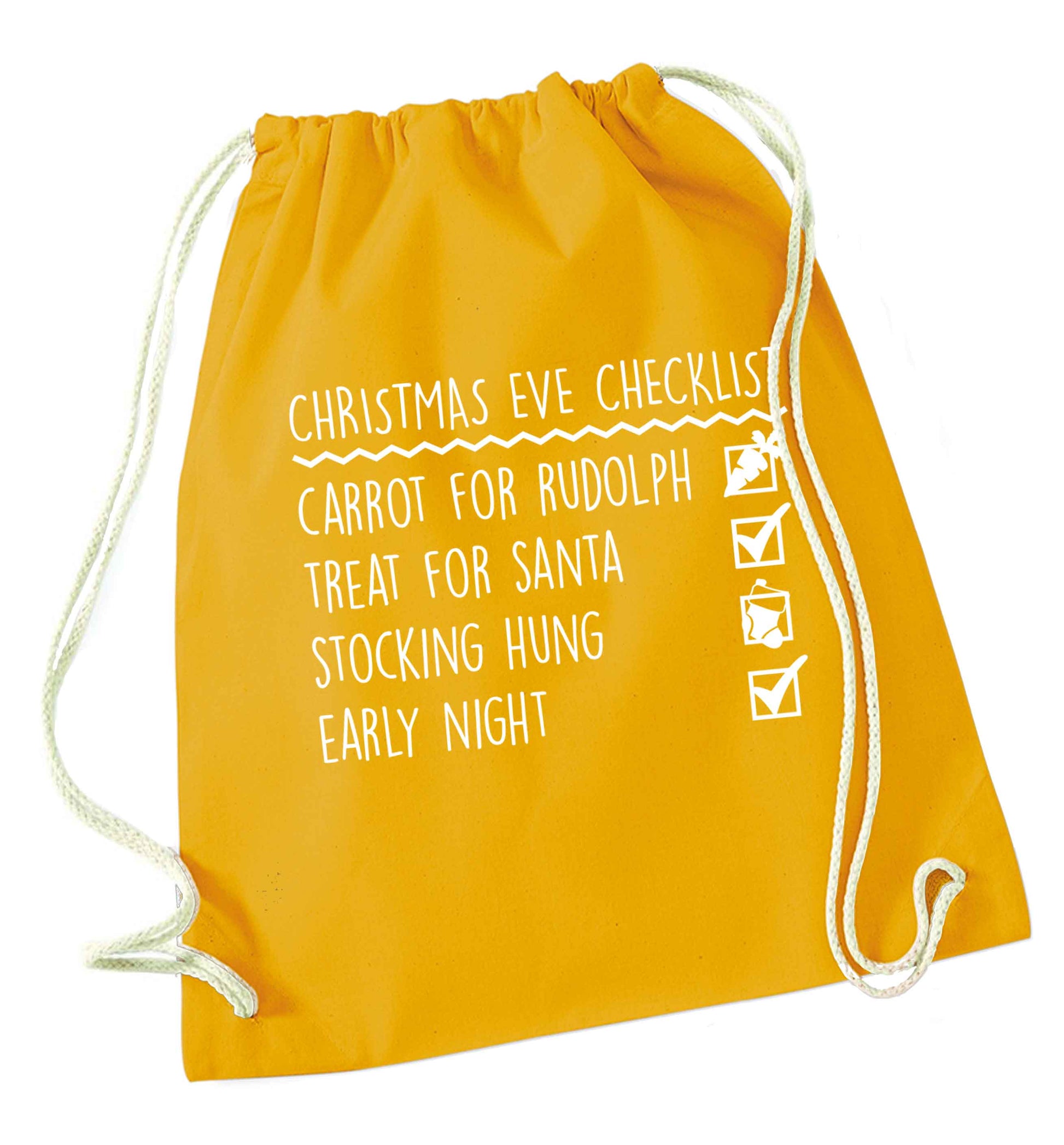 Candy Canes Candy Corns mustard drawstring bag