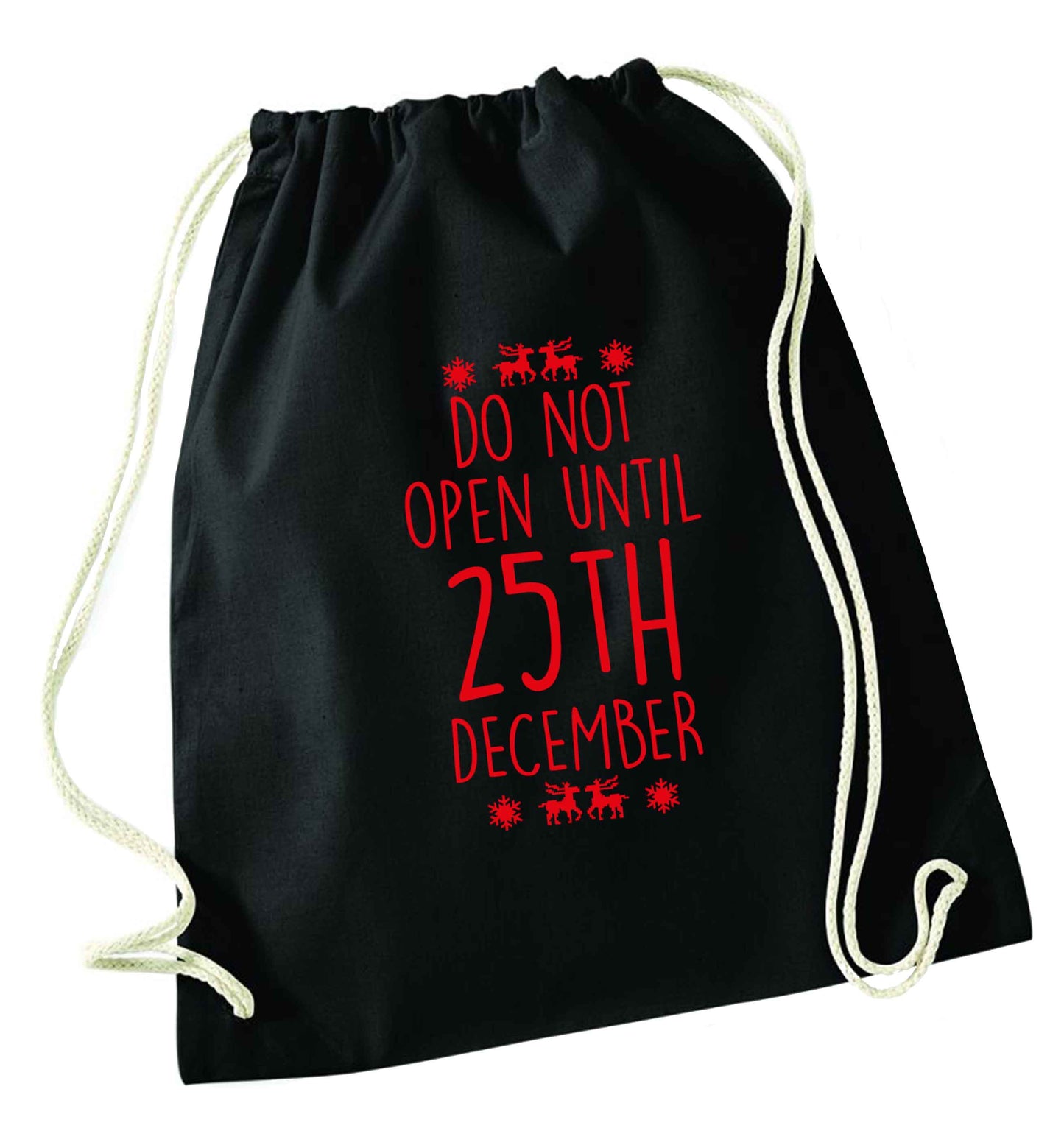 Christmas Eve Checklist black drawstring bag