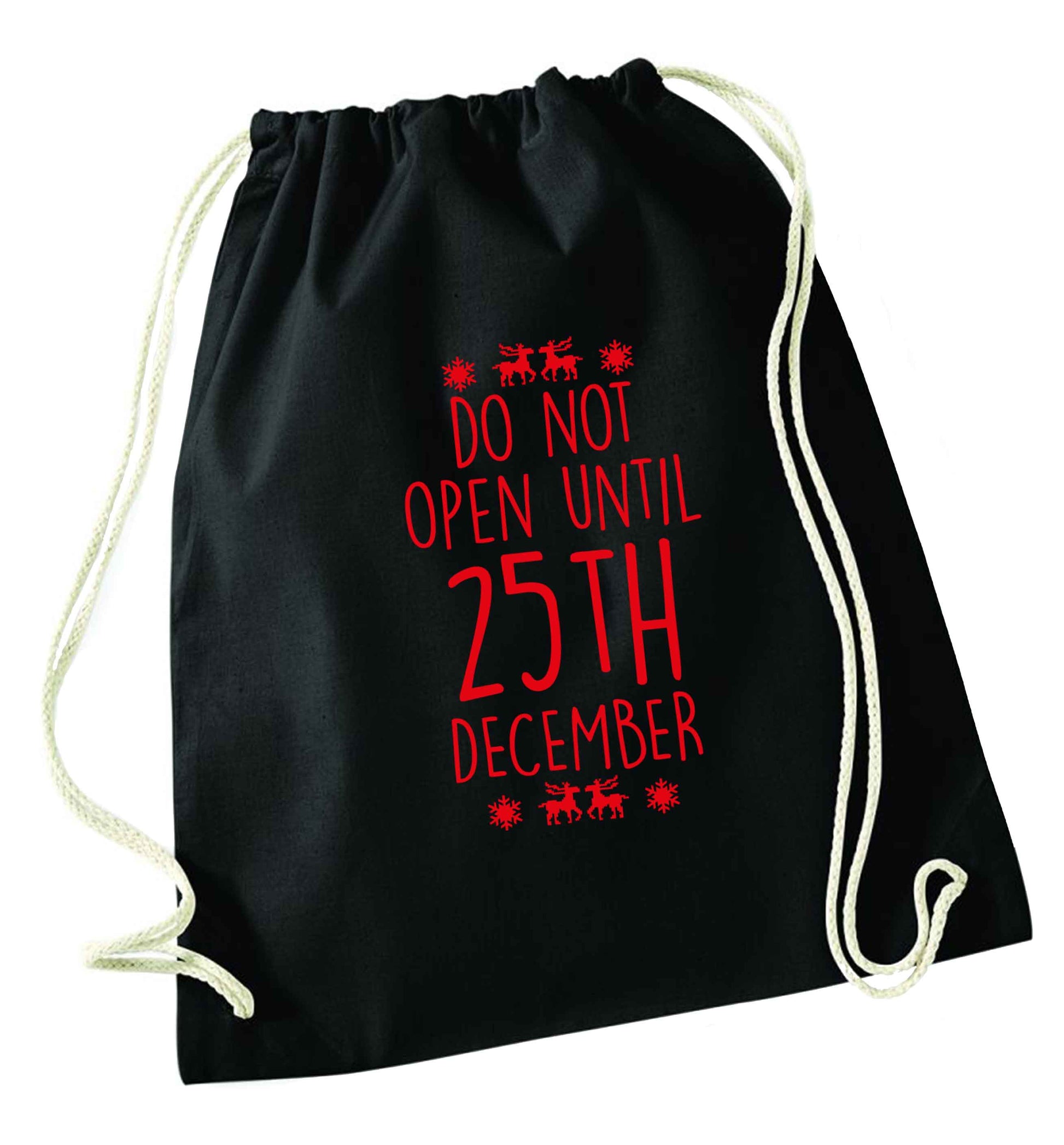 Christmas Eve Checklist black drawstring bag