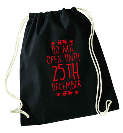 Christmas Eve Checklist black drawstring bag