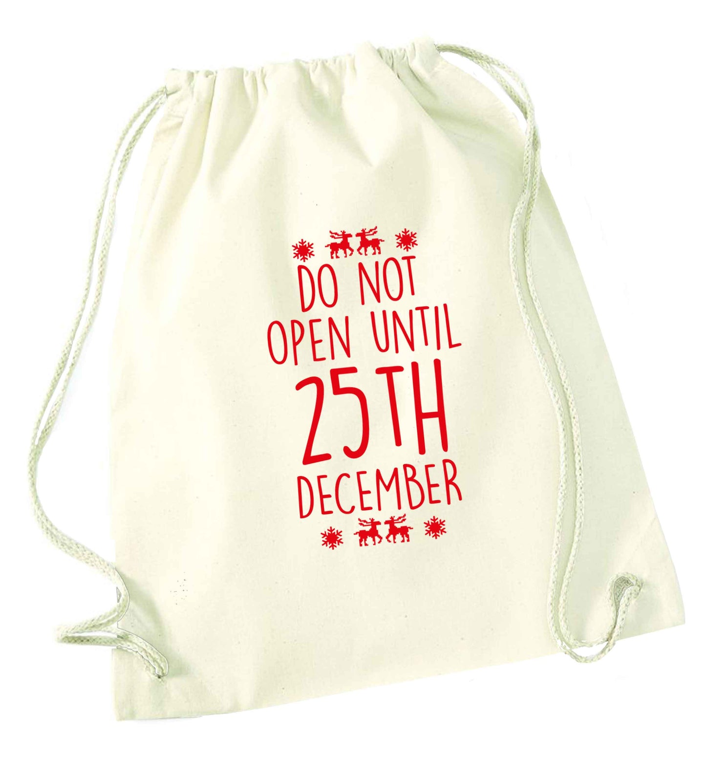 Christmas Eve Checklist natural drawstring bag