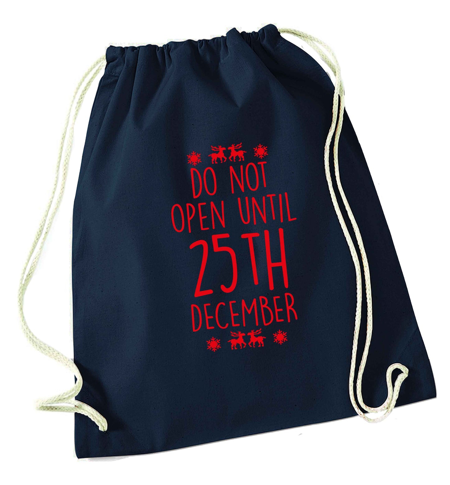 Christmas Eve Checklist navy drawstring bag