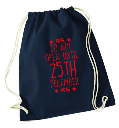 Christmas Eve Checklist navy drawstring bag