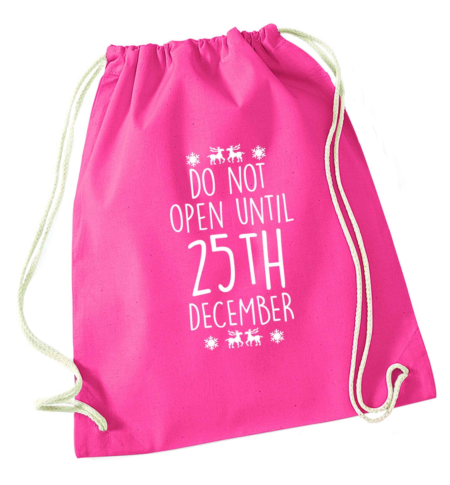 Christmas Eve Checklist pink drawstring bag