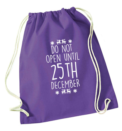 Christmas Eve Checklist purple drawstring bag
