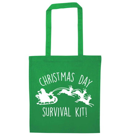Christmas Day Survival Kitgreen tote bag