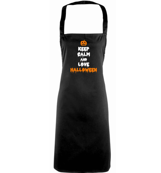 Keep calm and love halloween adults black apron