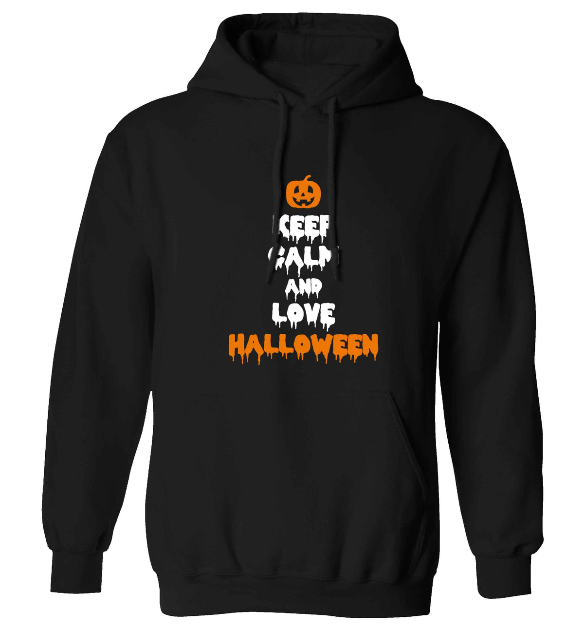 Keep calm and love halloween adults unisex black hoodie 2XL