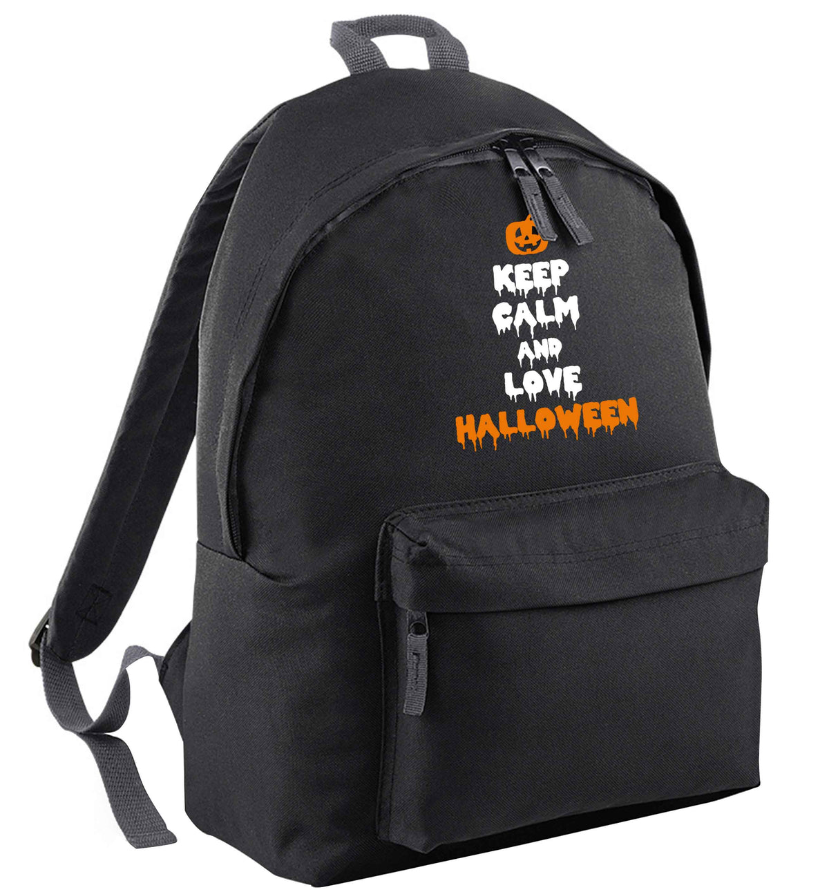 Keep calm and love halloween black adults backpack