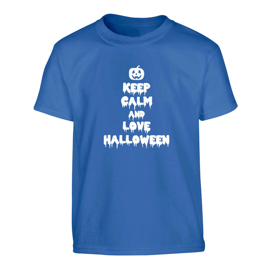 Keep calm and love halloween Children's blue Tshirt 12-13 Years