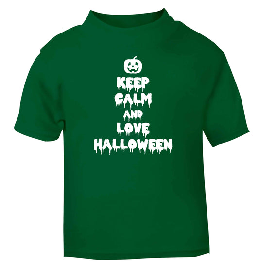 Keep calm and love halloween green baby toddler Tshirt 2 Years