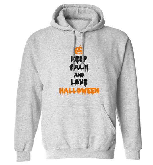 Keep calm and love halloween adults unisex grey hoodie 2XL