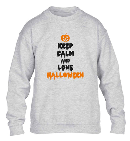 Keep calm and love halloween children's grey sweater 12-13 Years