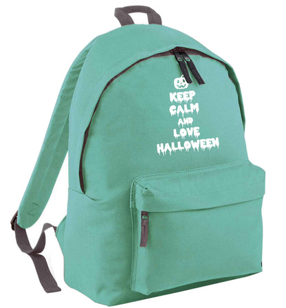 Keep calm and love halloween mint adults backpack