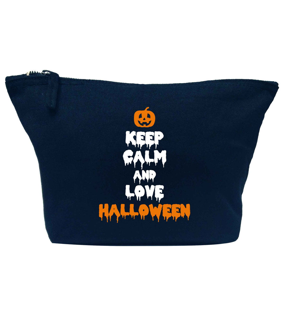 Keep calm and love halloween navy makeup bag