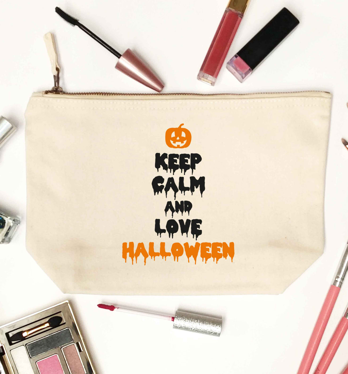 Keep calm and love halloween natural makeup bag