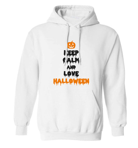 Keep calm and love halloween adults unisex white hoodie 2XL