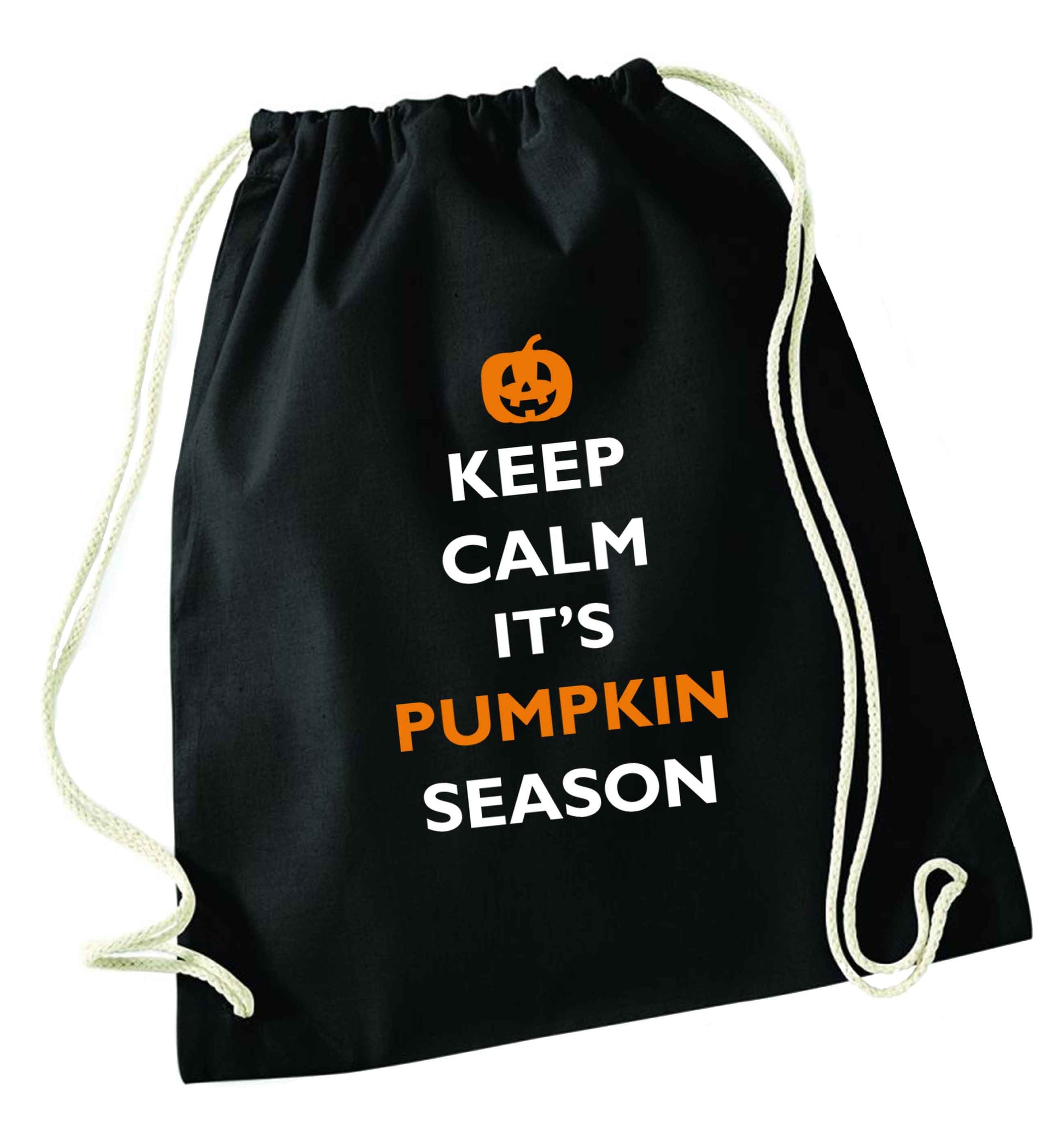 Calm Pumpkin Season black drawstring bag