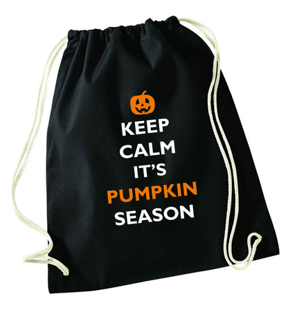 Calm Pumpkin Season black drawstring bag