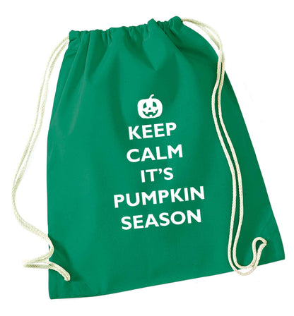 Calm Pumpkin Season green drawstring bag