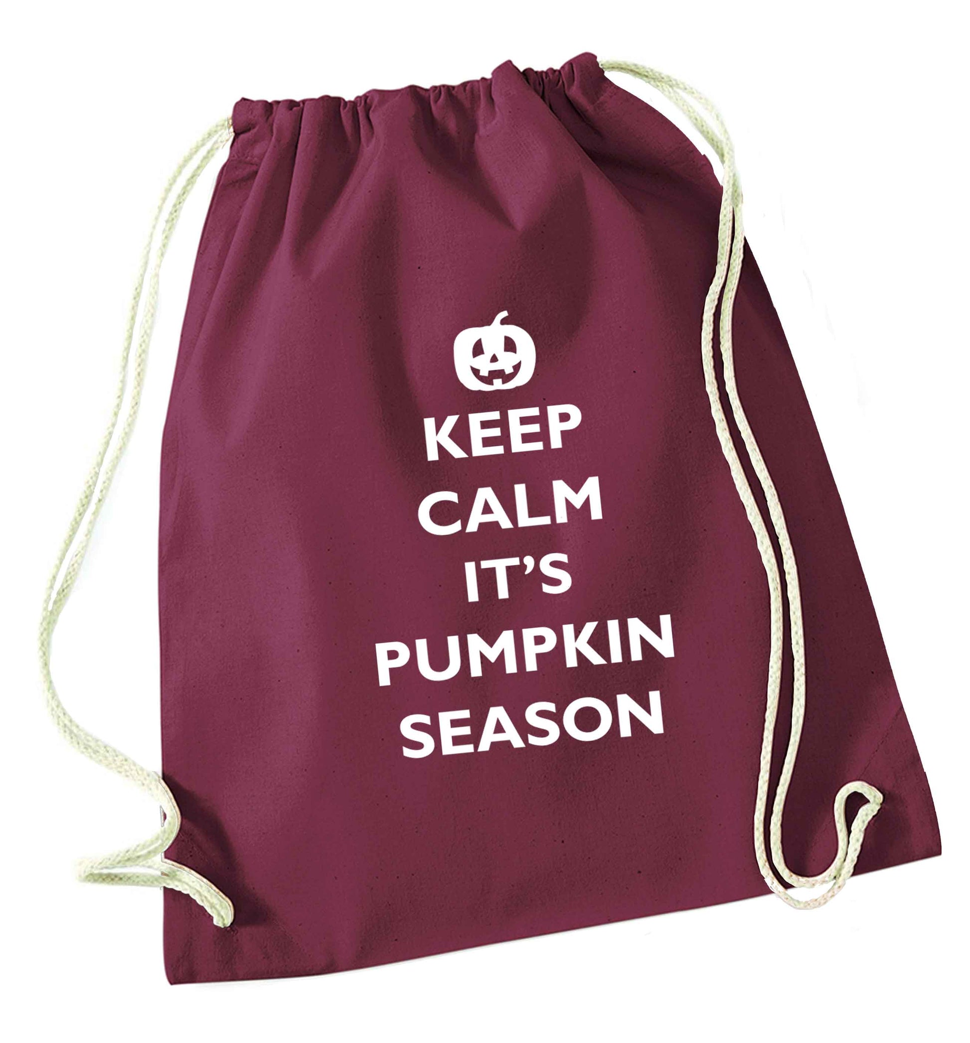 Calm Pumpkin Season maroon drawstring bag