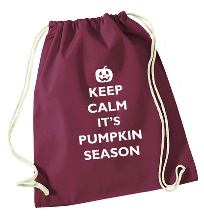 Calm Pumpkin Season maroon drawstring bag