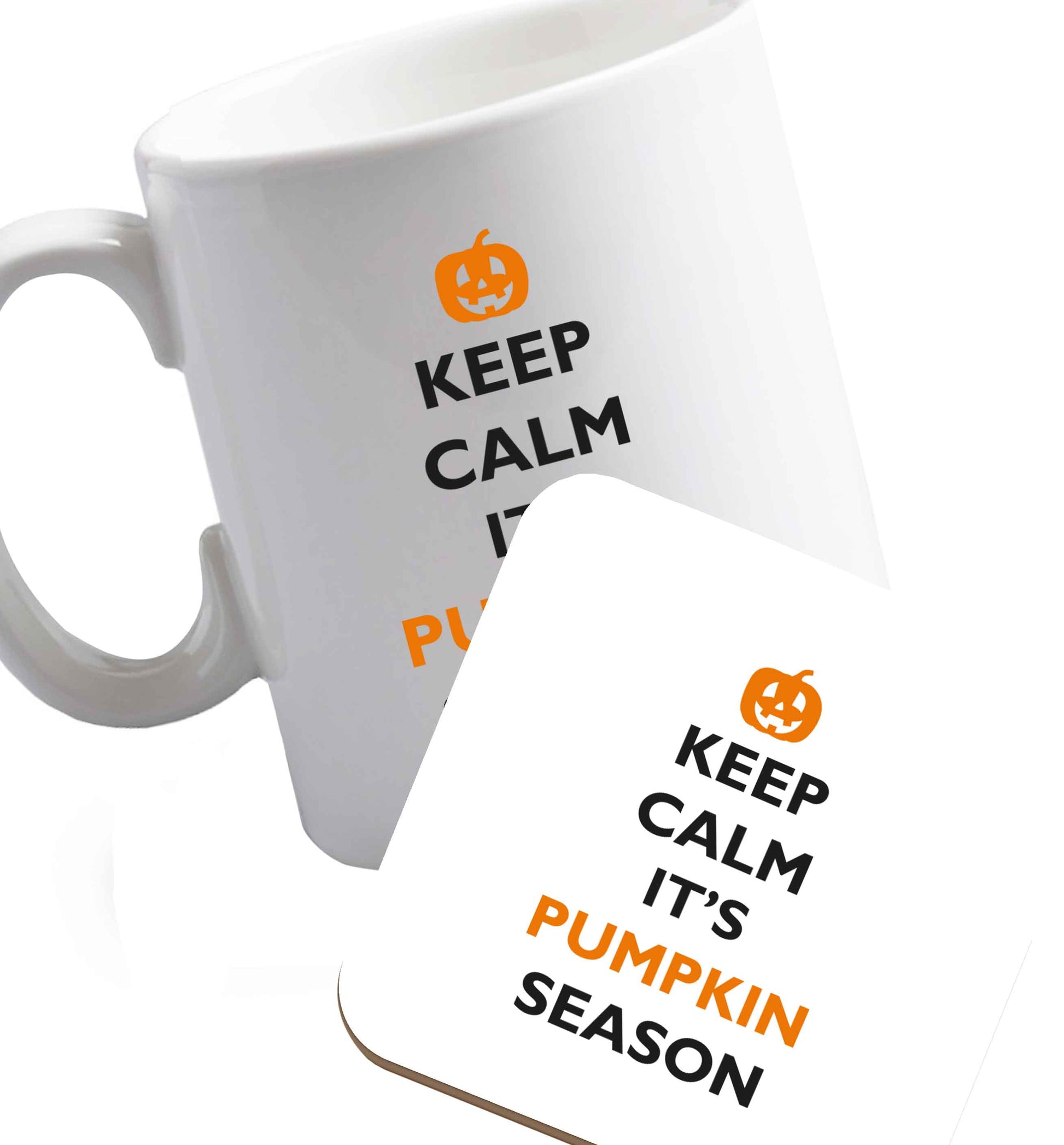 10 oz Favourite Type Pan Pancake ceramic mug and coaster set right handed