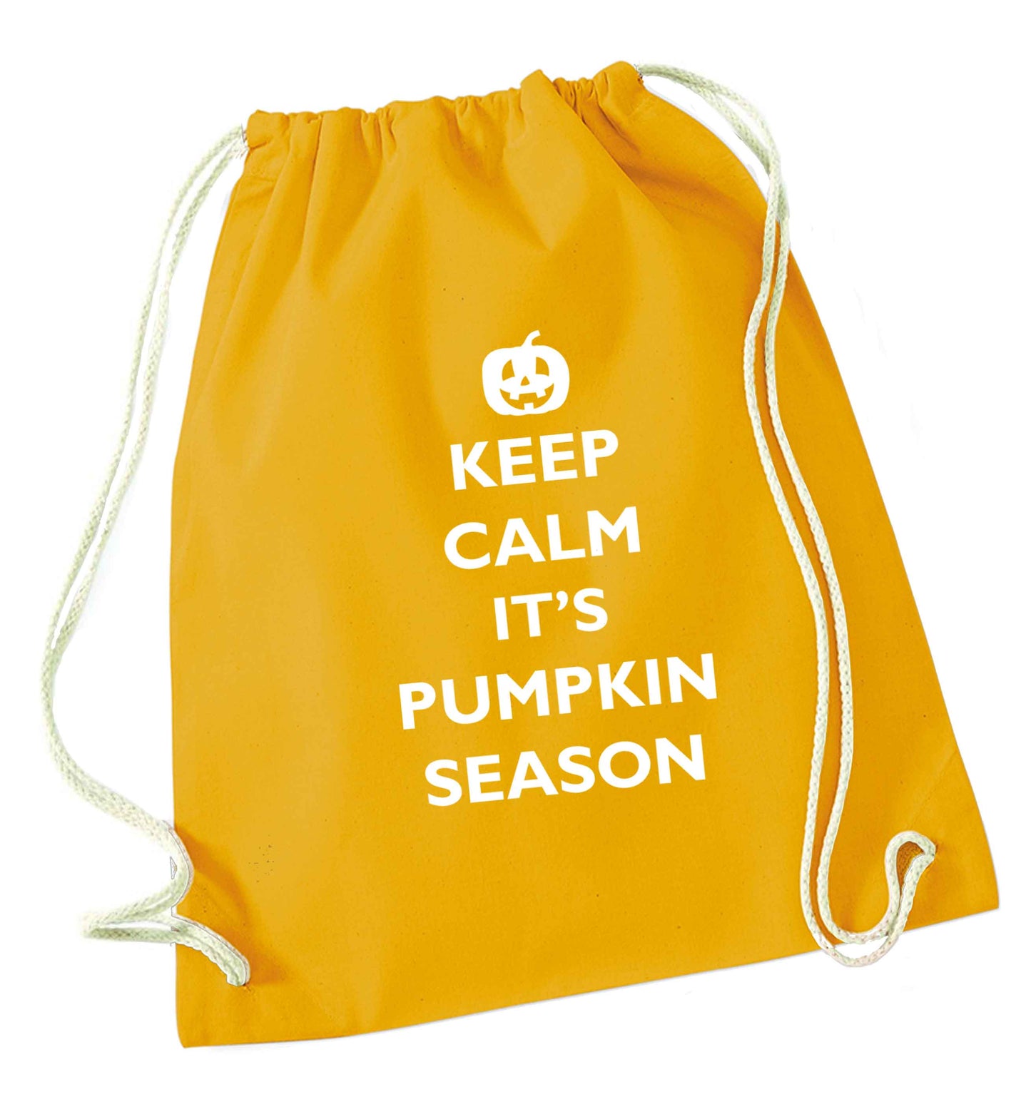 Calm Pumpkin Season mustard drawstring bag
