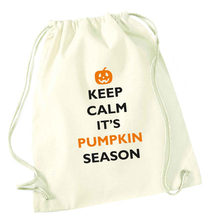 Calm Pumpkin Season natural drawstring bag
