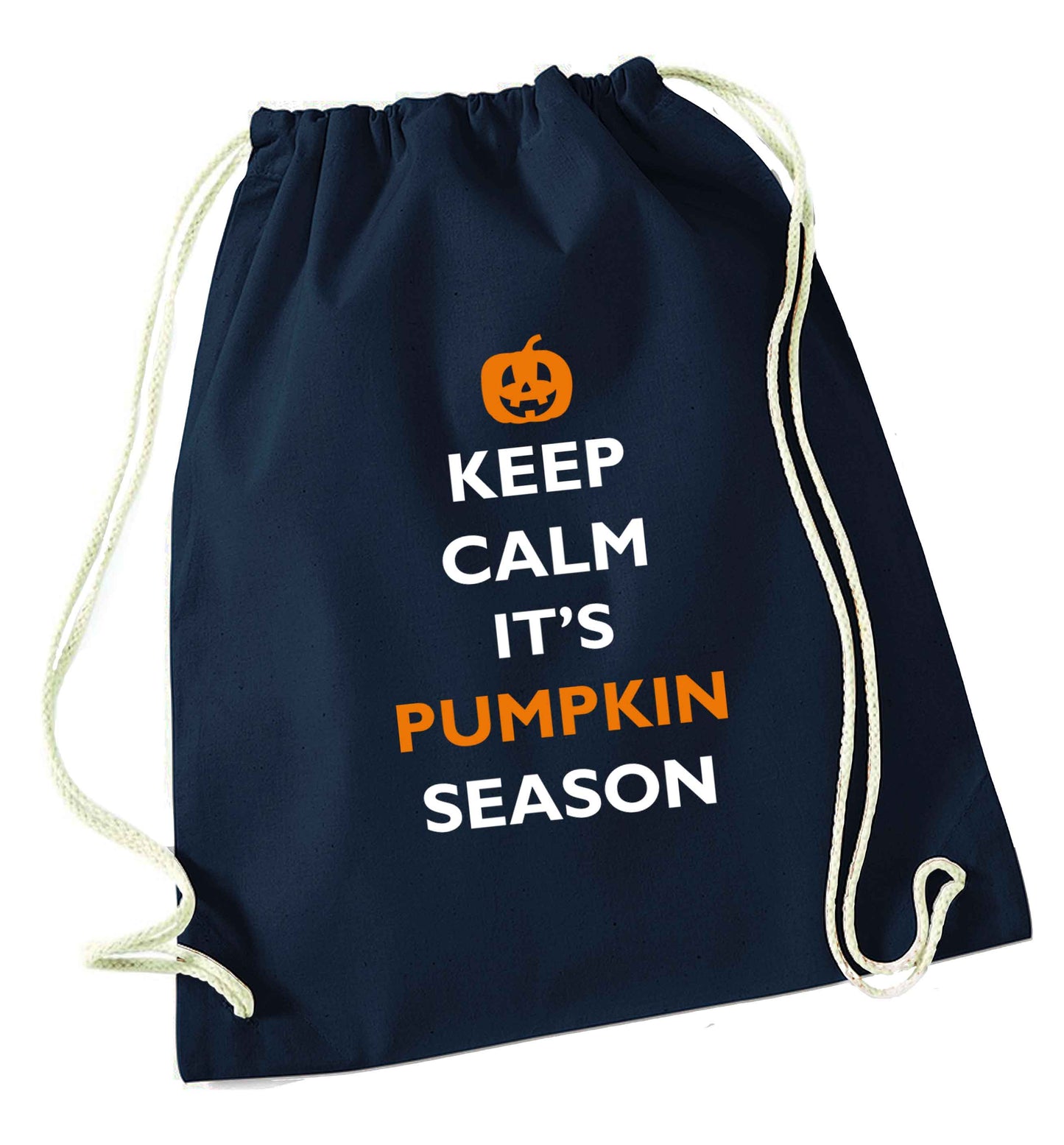 Calm Pumpkin Season navy drawstring bag