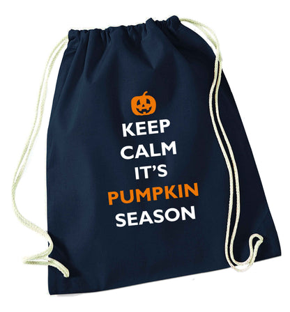 Calm Pumpkin Season navy drawstring bag