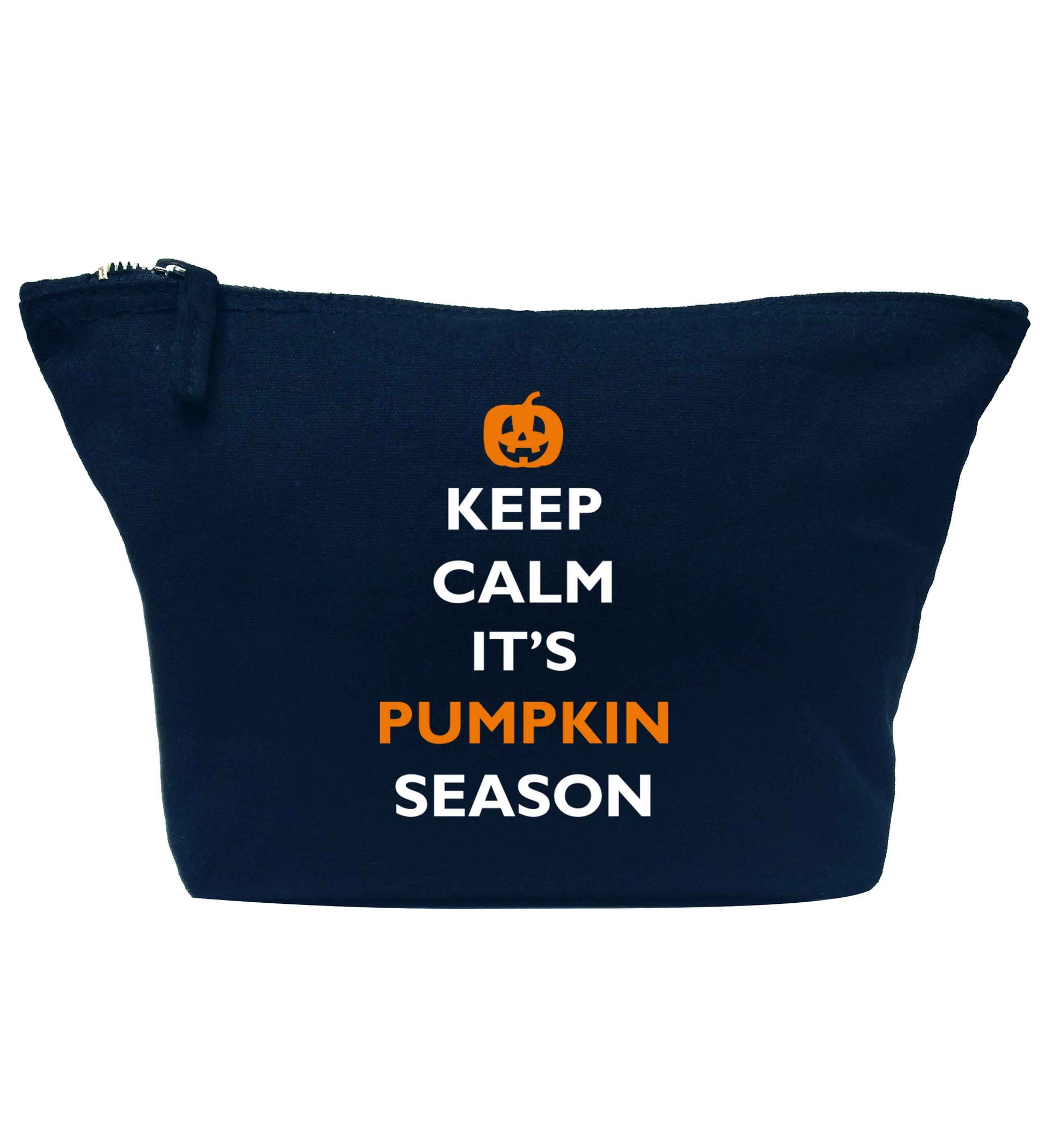 Calm Pumpkin Season navy makeup bag