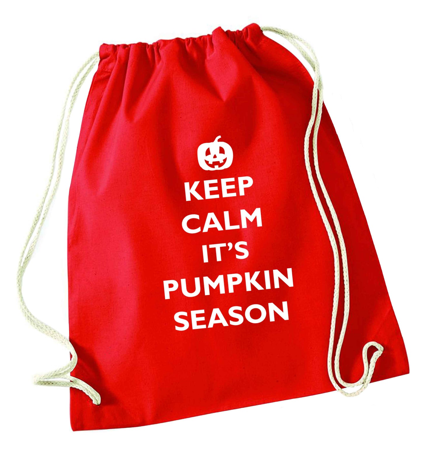 Calm Pumpkin Season red drawstring bag 