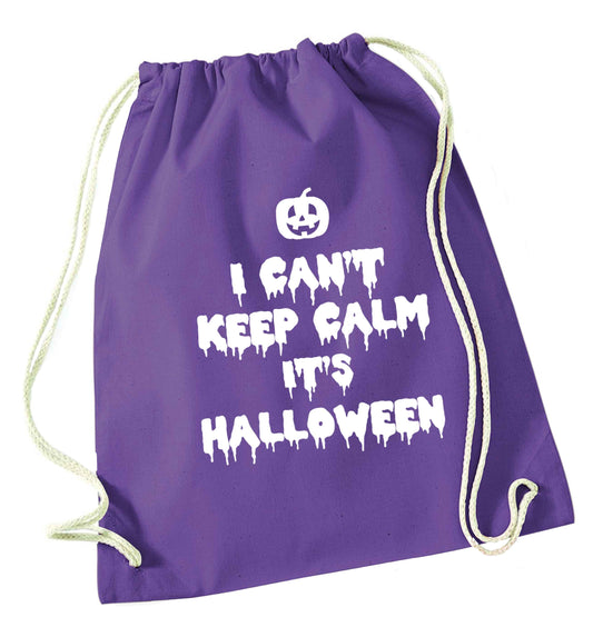 I can't keep calm it's halloween purple drawstring bag