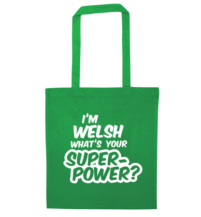 I'm Welsh what's your superpower? green tote bag