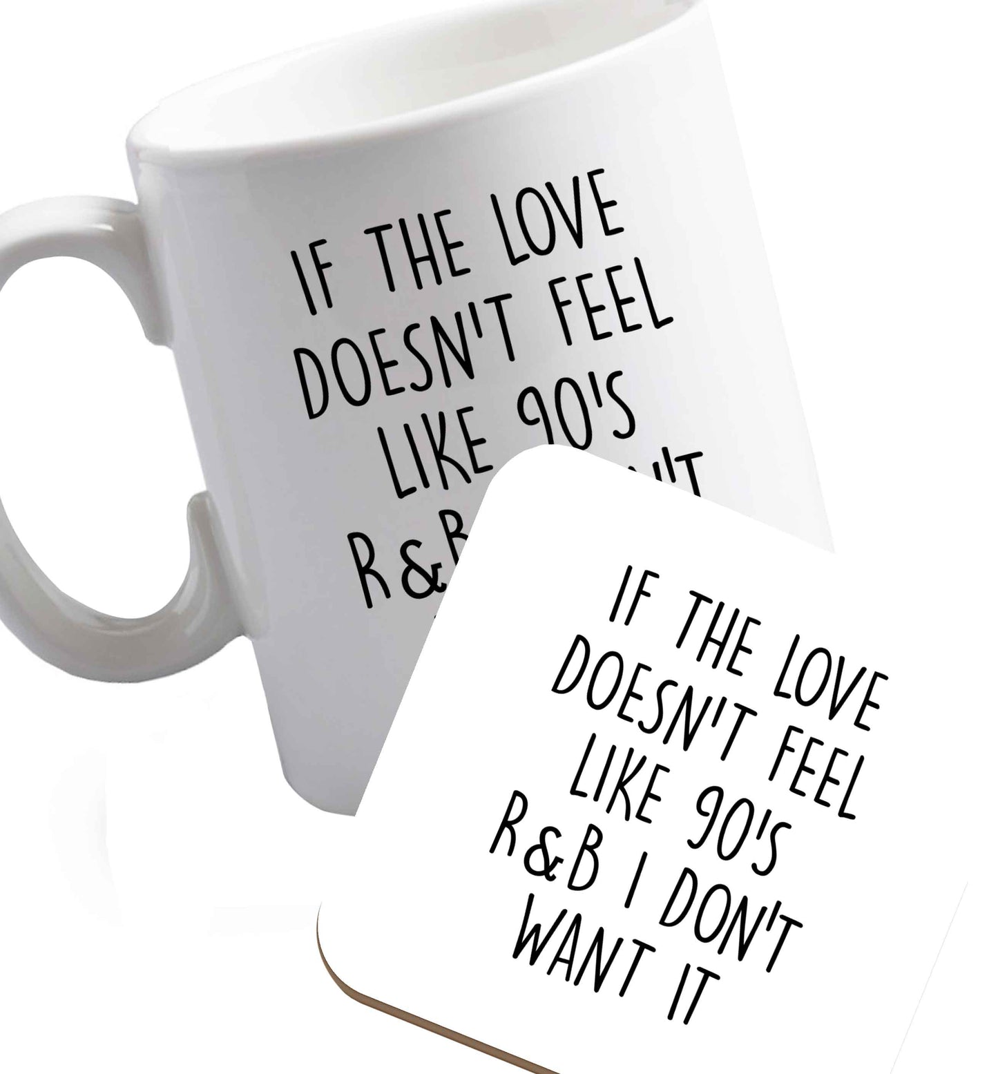 10 oz Favourite Type Pan Pancake ceramic mug and coaster set right handed