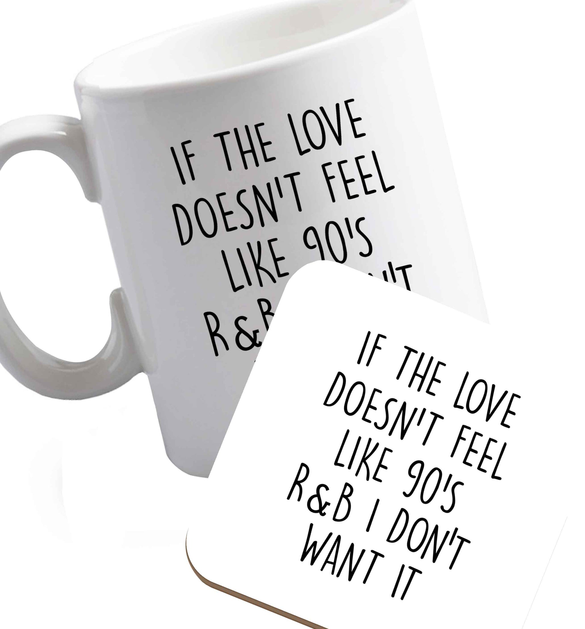10 oz Favourite Type Pan Pancake ceramic mug and coaster set right handed