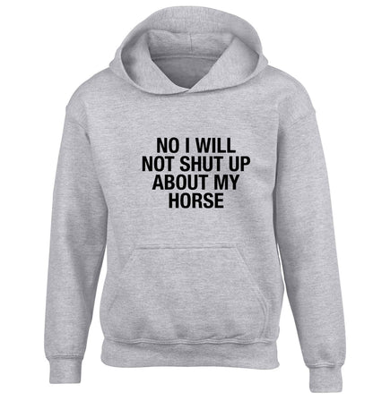 Warning may start talking about horses children's grey hoodie 12-13 Years