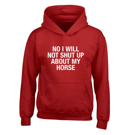 Warning may start talking about horses children's red hoodie 12-13 Years